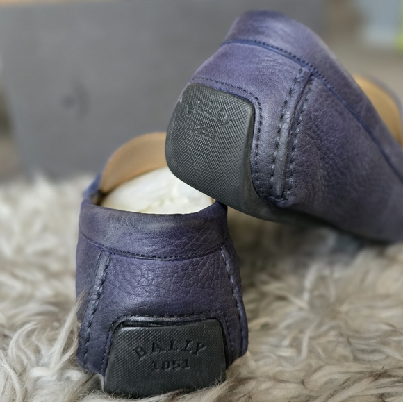 Mens Bally Loafer Blue Calf Suede - Picture 5 of 10